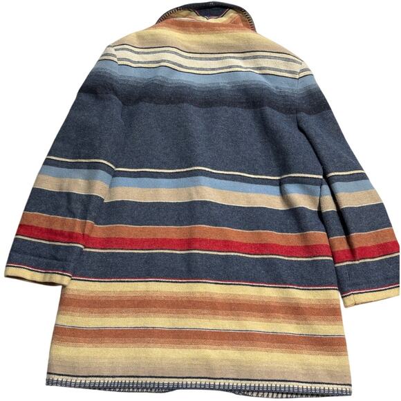 VTG Express Knit Blazer Aztec Wool Stripe Italy Lined Womens XS Blue Orange Y2K - Picture 7 of 11